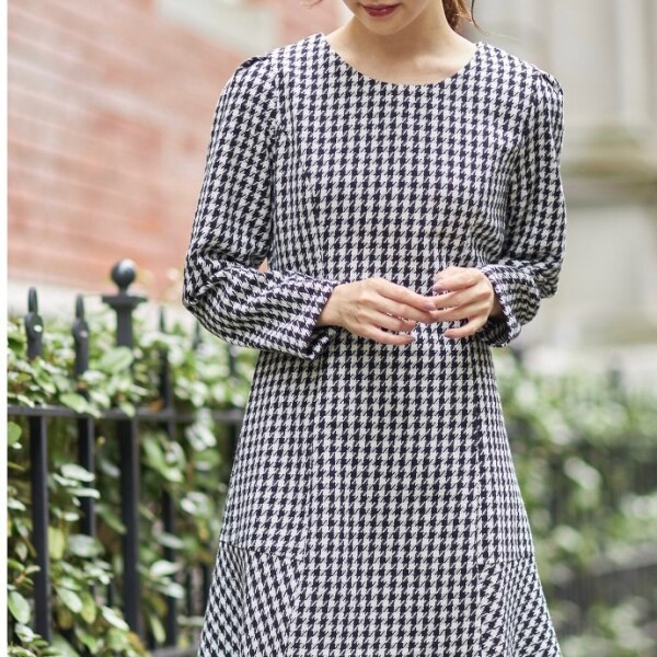 千鳥格子柄ツイードフレアワンピース【colen コーレン】tocco closet  