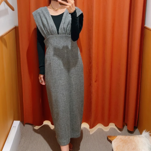 SALE／50%OFF】Whim Gazette グレンチェックVジャンスカワンピース 