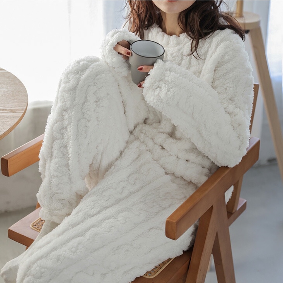 半額クーポン対象】ルームウェア パジャマ モールニット ふわもこ