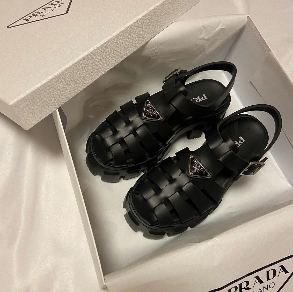 PRADA プラダ サンダル モノリス 1X853M 3LKK F0002 レディース ラバー