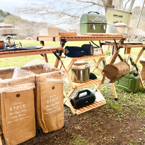 楽天1位】アウトドアテーブル バーナースタンド 幅205cm 天然木 木製 