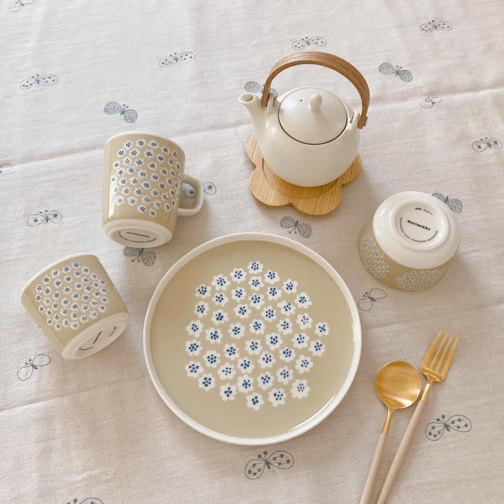 マリメッコ プケッティ プレート 20cm / サンド×ブルー marimekko Puketti plate 200mm 【 正規販売店 】【 日本限定 】【 メール便不可