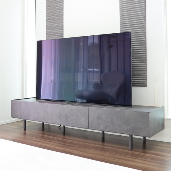 Web限定】 パモウナ テレビ台 幅200cm セラミック柄 石目柄 ストーン調  