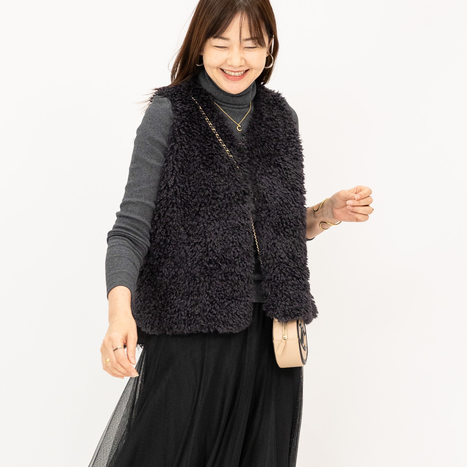 Sans Souci 34+】プードルファー リバーシブル ベスト レディース 秋冬