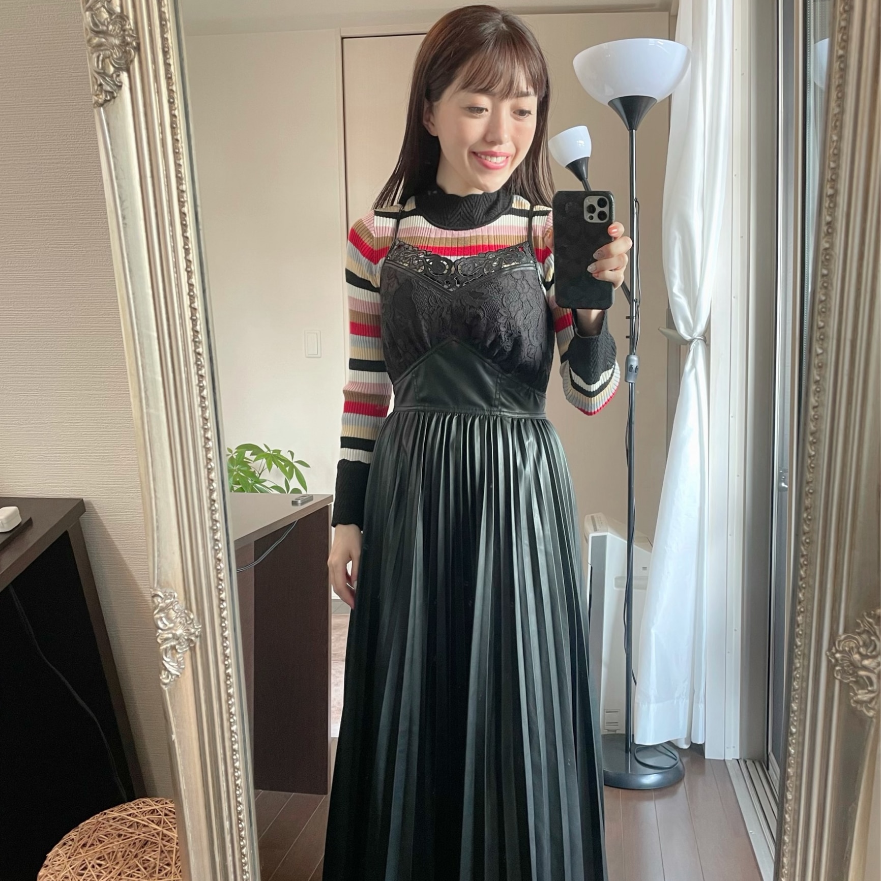 SALE／50%OFF】Lily Brown レース*レザーキャミワンピース リリー