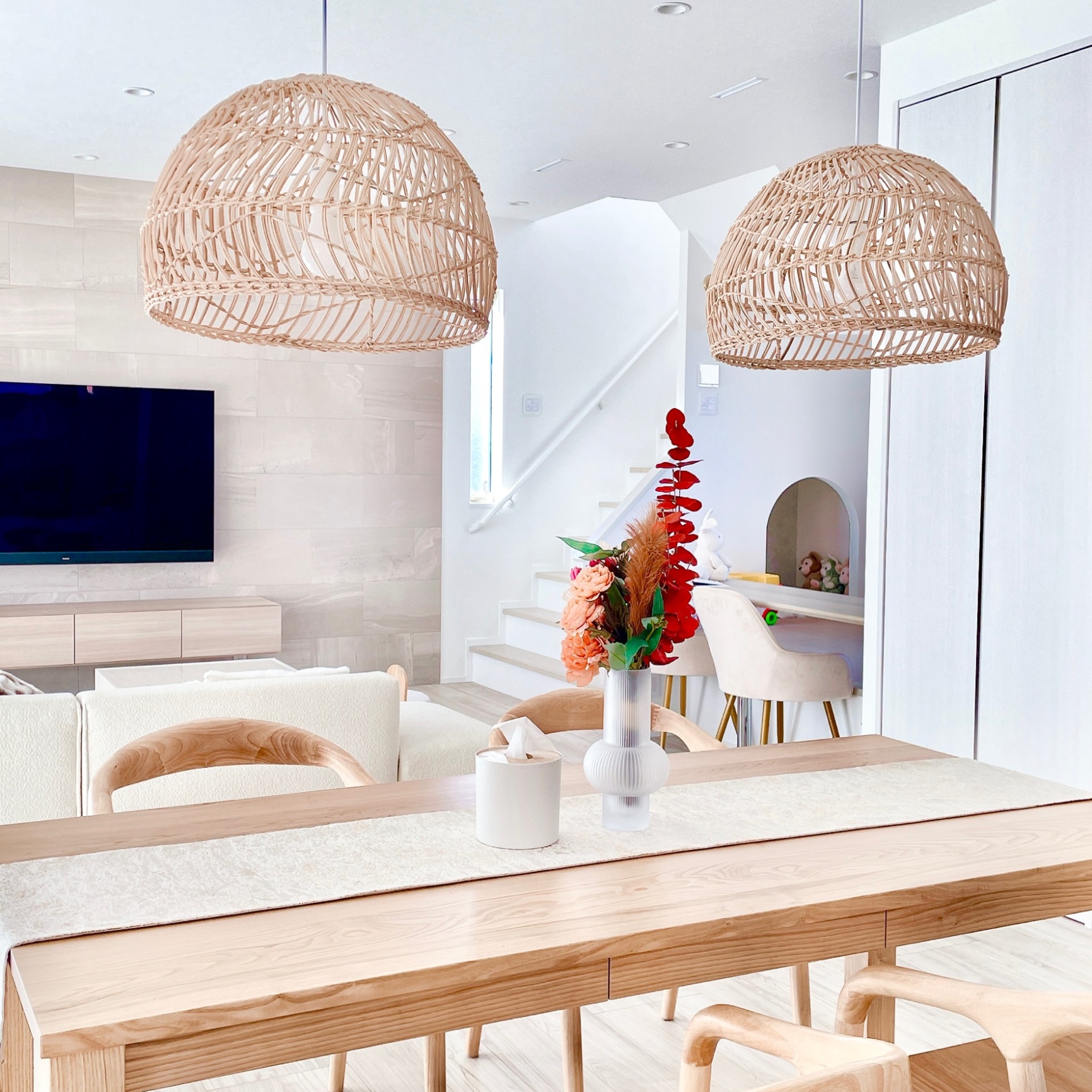 ラタン ペンダントライトS 天然素材 照明 北欧 カフェ風