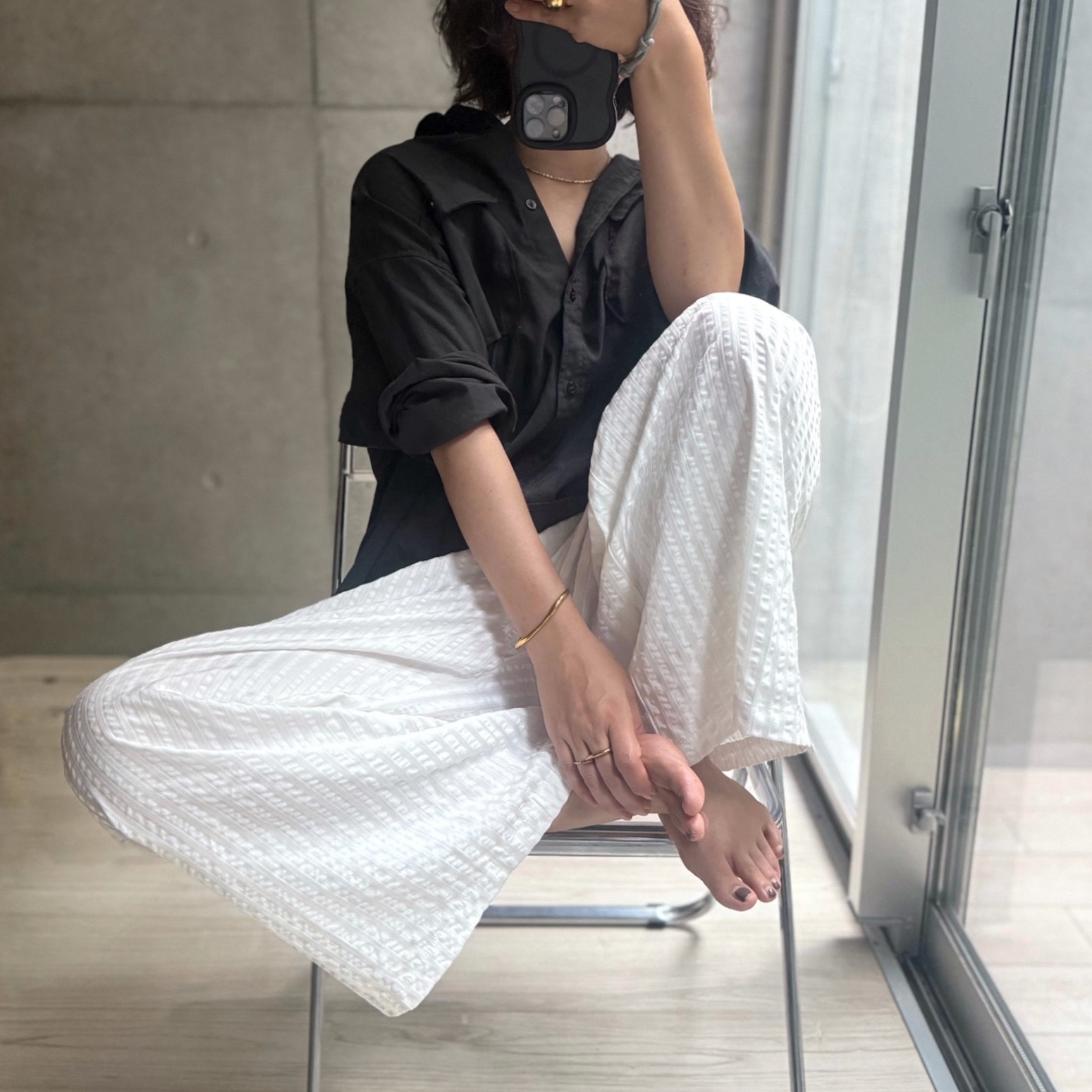ワイドパンツ コーディネート例