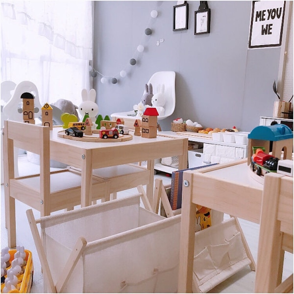 IKEA イケア 子供用テーブル チェア2脚付 ホワイト 白 パイン材 