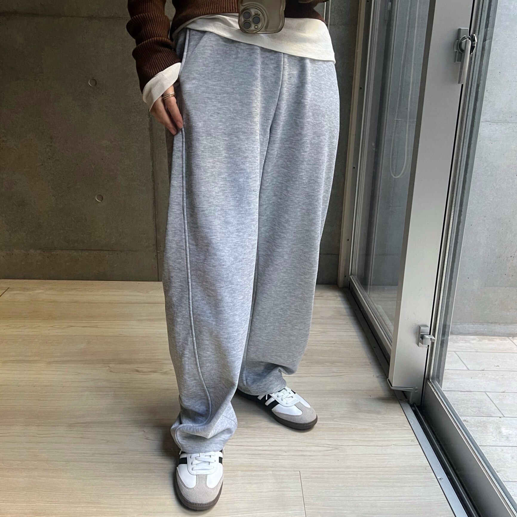 パンツ 裏 起毛 レディース 元祖裏起毛 裏起毛ワイドパンツ スウェット ストレートワイド 冬 防風 防寒 暖かい ウエストゴム 【 極暖裏ボアストレートワイドパンツ 】 ダークエンジェル - メイン画像 1