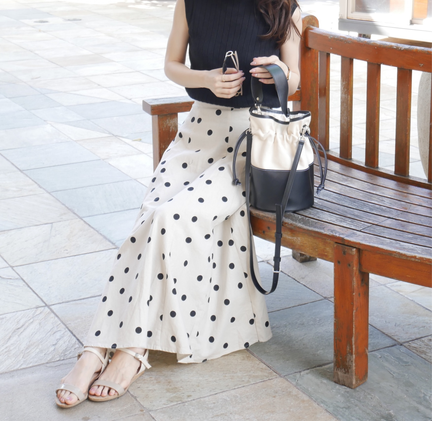 bi-color bag / black ショルダーバック ママバッグ 大人気