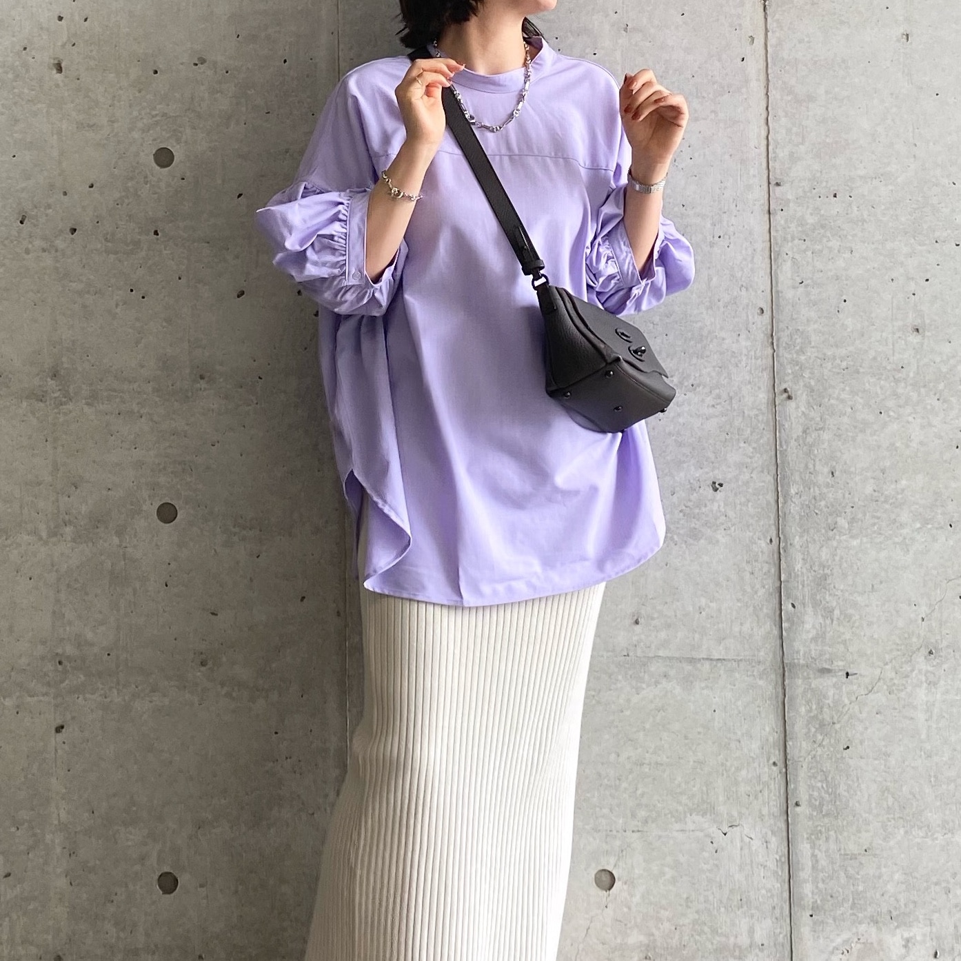 レディース yae バルーンブラウス blouse 水色 ヤエ