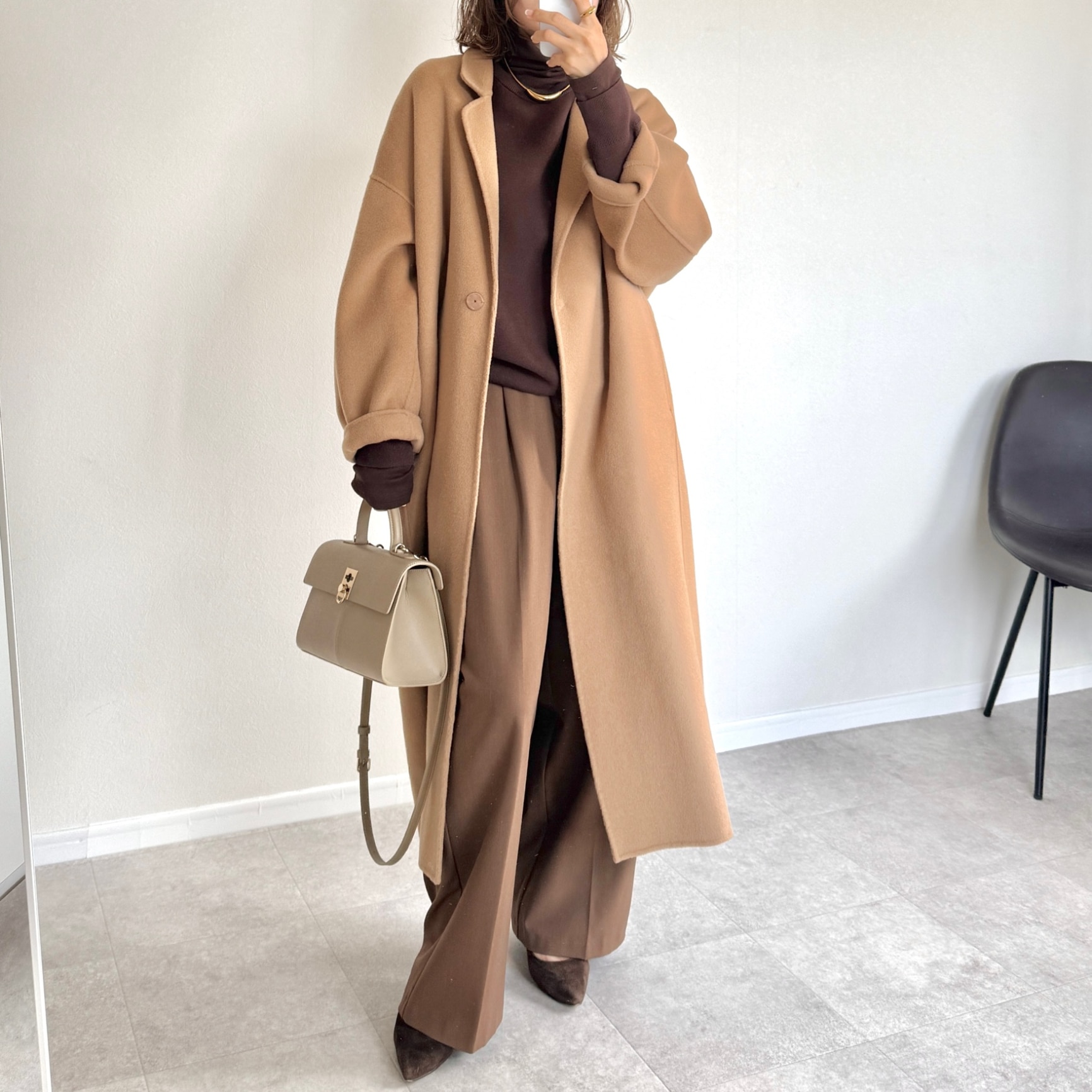 evernavy エバーネイビー リバー ロング コクーン ウールコート