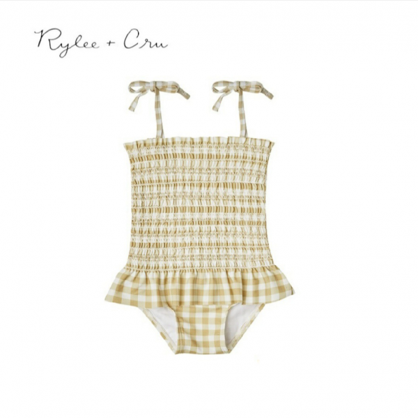 Rylee+Cru】gingham smocked onepiece swimsuit 【12-18か月/18