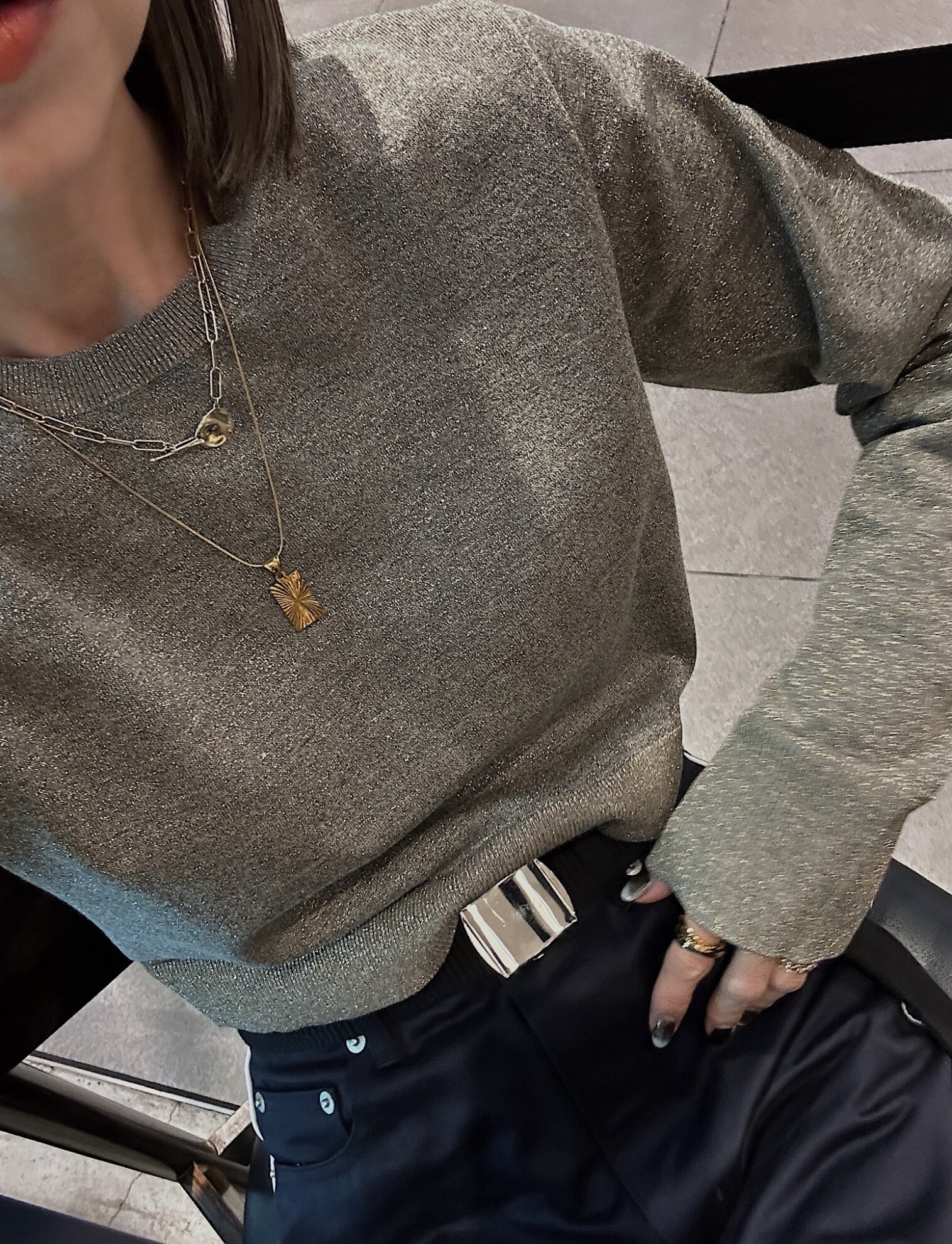 SALE／50%OFF】シルク混ショート丈Cネックニット
