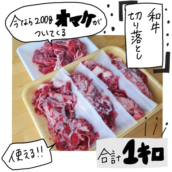 家計応援 増量キャンペーン！】和牛 切り落とし 800g＋200g 計1キロ 送料無料 牛肉 訳あり 不ぞろい