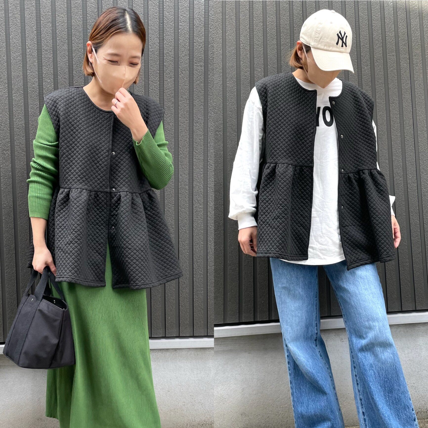 ペプラムベスト ペプラム キルティング ベスト レディース アウター