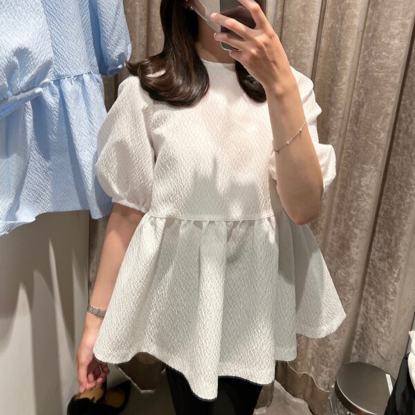 UNITED ARROWS AIRY ジャカード 5SL ペプラム ブラウス ユナイテッド 