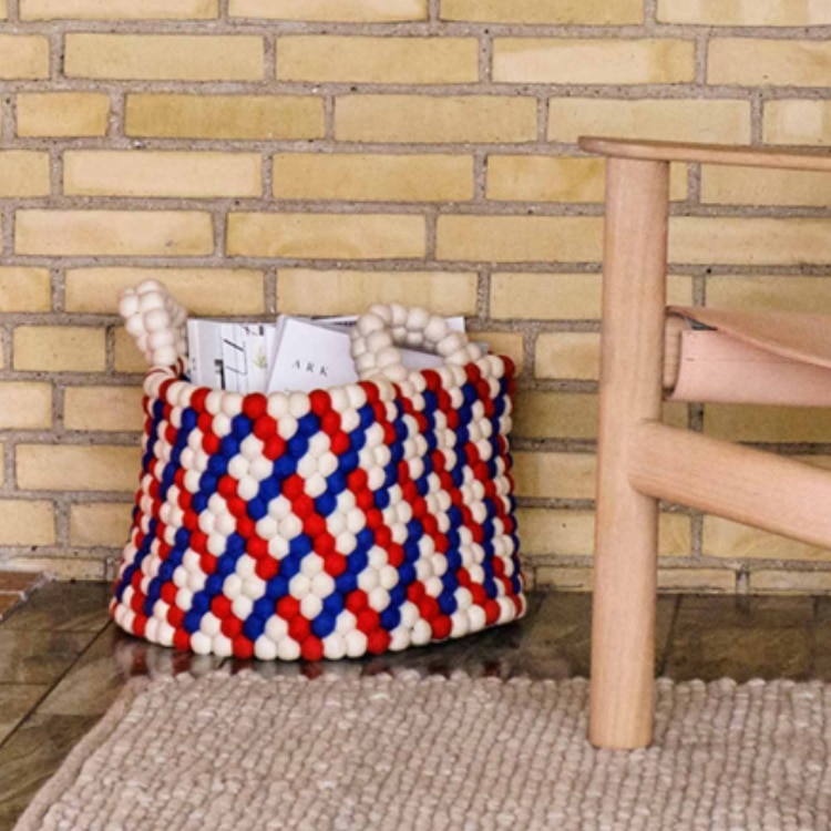 在庫限り】HAY（ヘイ） / BEAD BASKET WITH HANDLE（バスケット