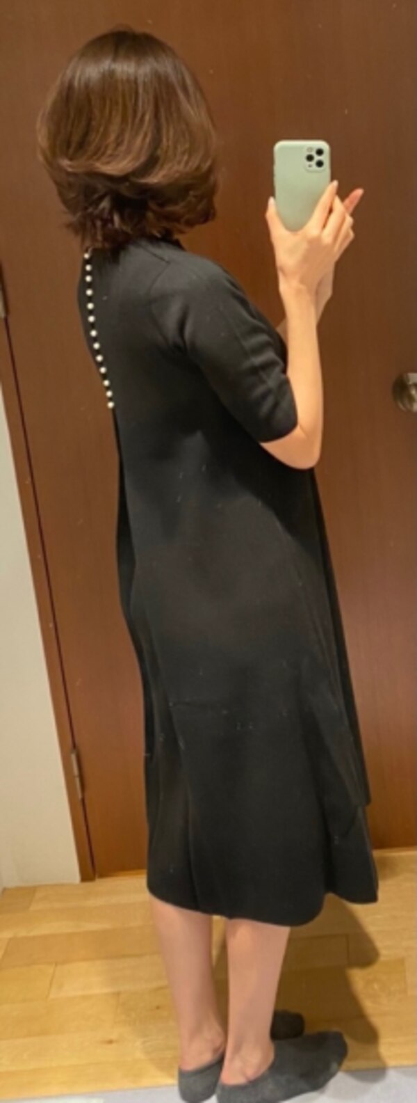 SALE／70%OFF】ウールバックパールボタン フレアワンピース Ballsey  