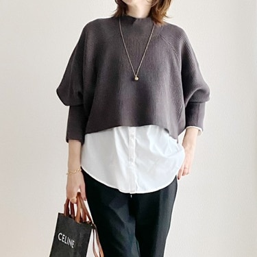 クロップド丈トレーナー　ドルマン　ニットプリーツスカート　セットアップ　秋冬 af07-4765-4766.jpg