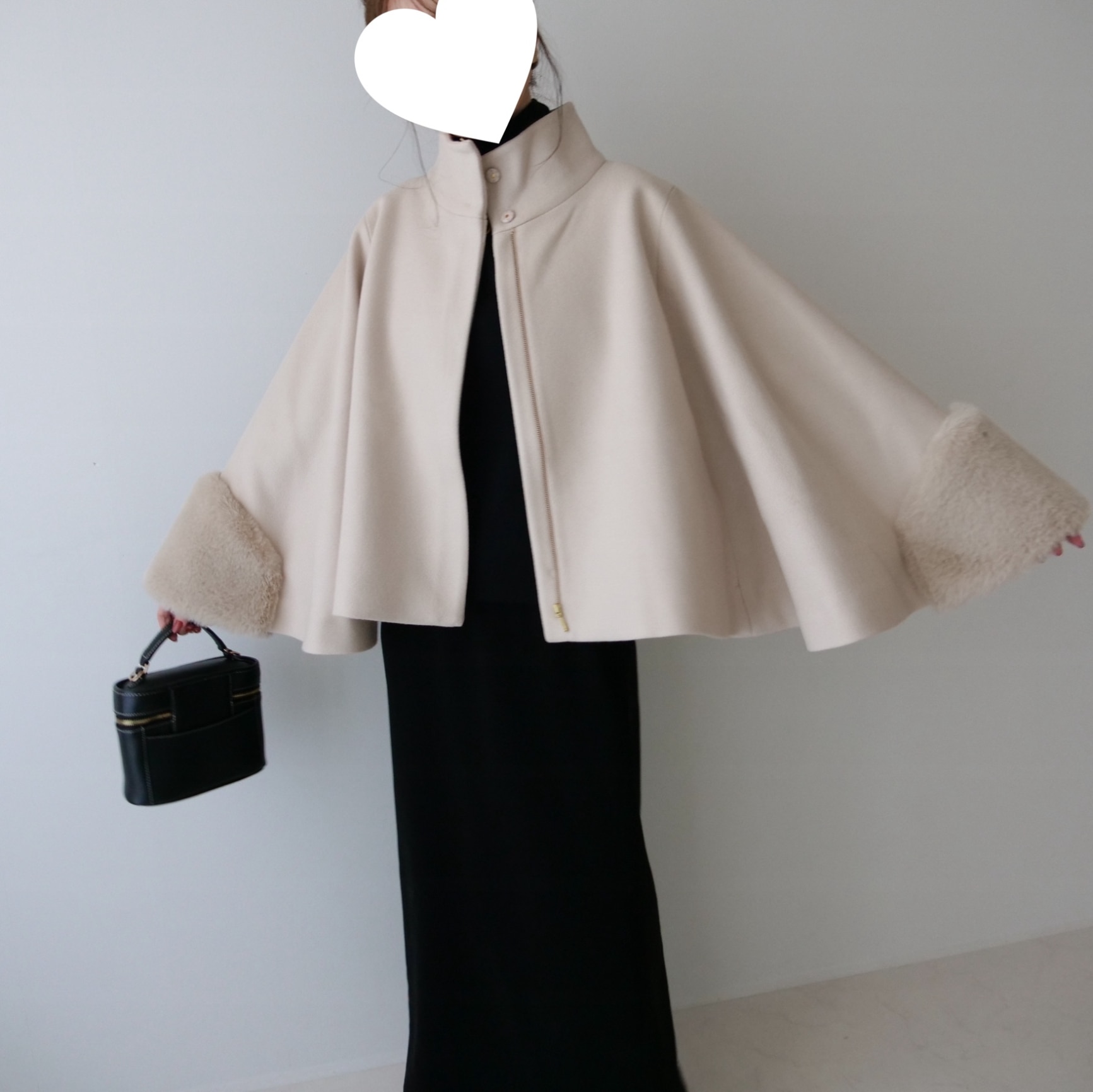 2WAYファー＆ベルト付きケープライクコート【sandina サンディナ