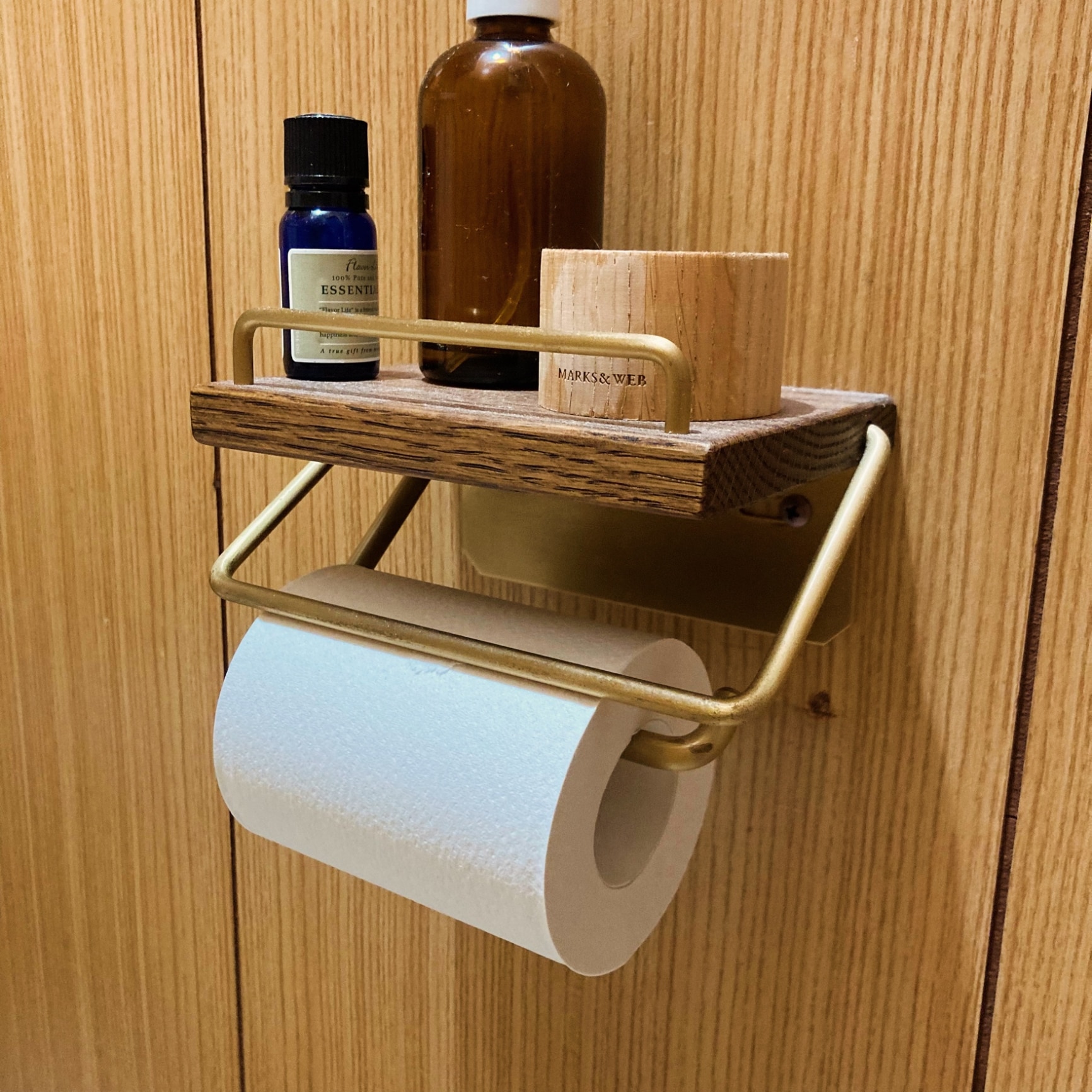 【日本製】D.Brass 真鍮 トイレットペーパーホルダー S [バータイプ] アンティーク おしゃれ 木製