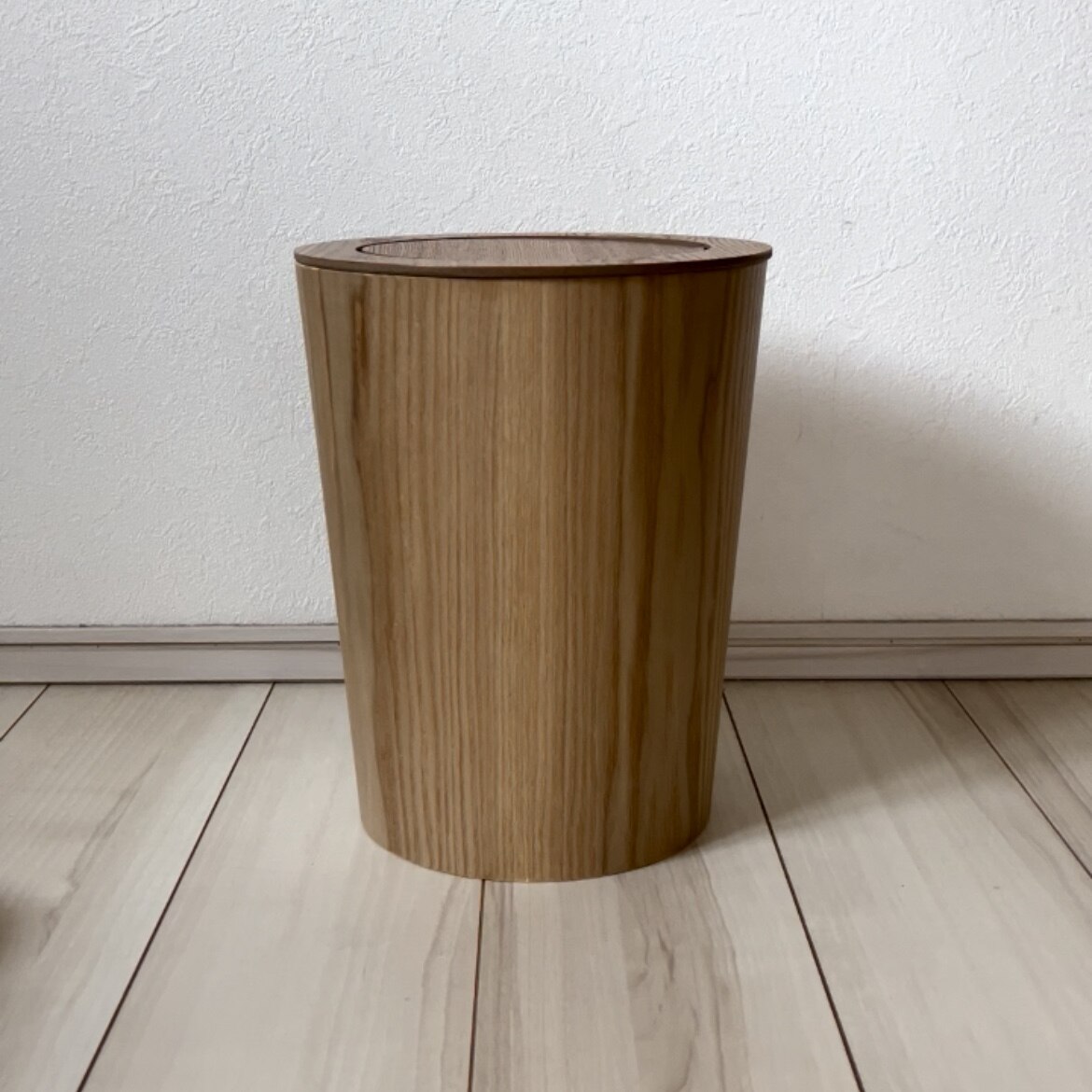 9L ふた付き 木製ダストボックス ラウンド 全2色 | 蓋付き ゴミ箱