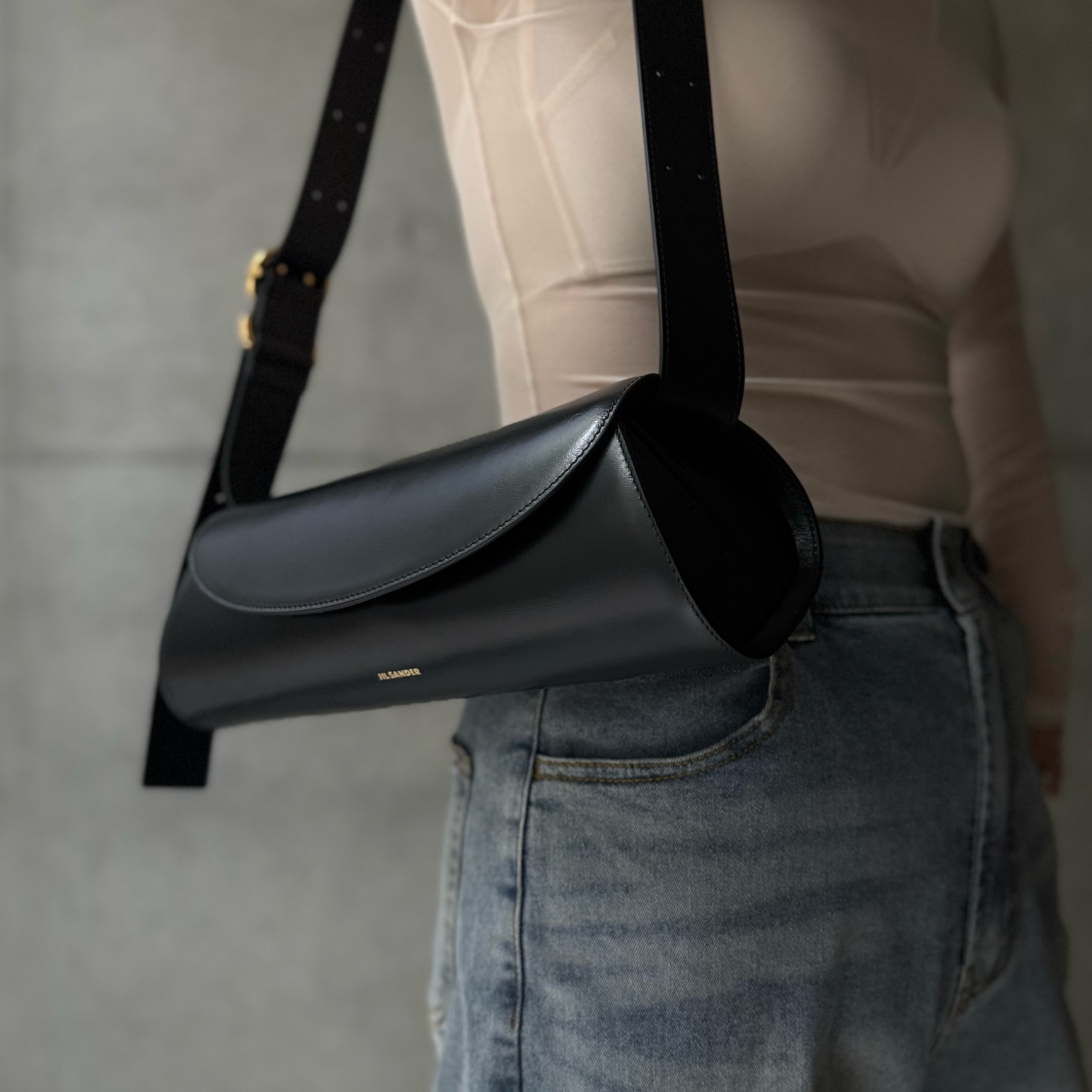 【訳あり】【アウトレット】ジルサンダー JIL SANDER ショルダーバッグ ブラック レディース CANNOLO SMALL カンノーロ【返品交換不可】