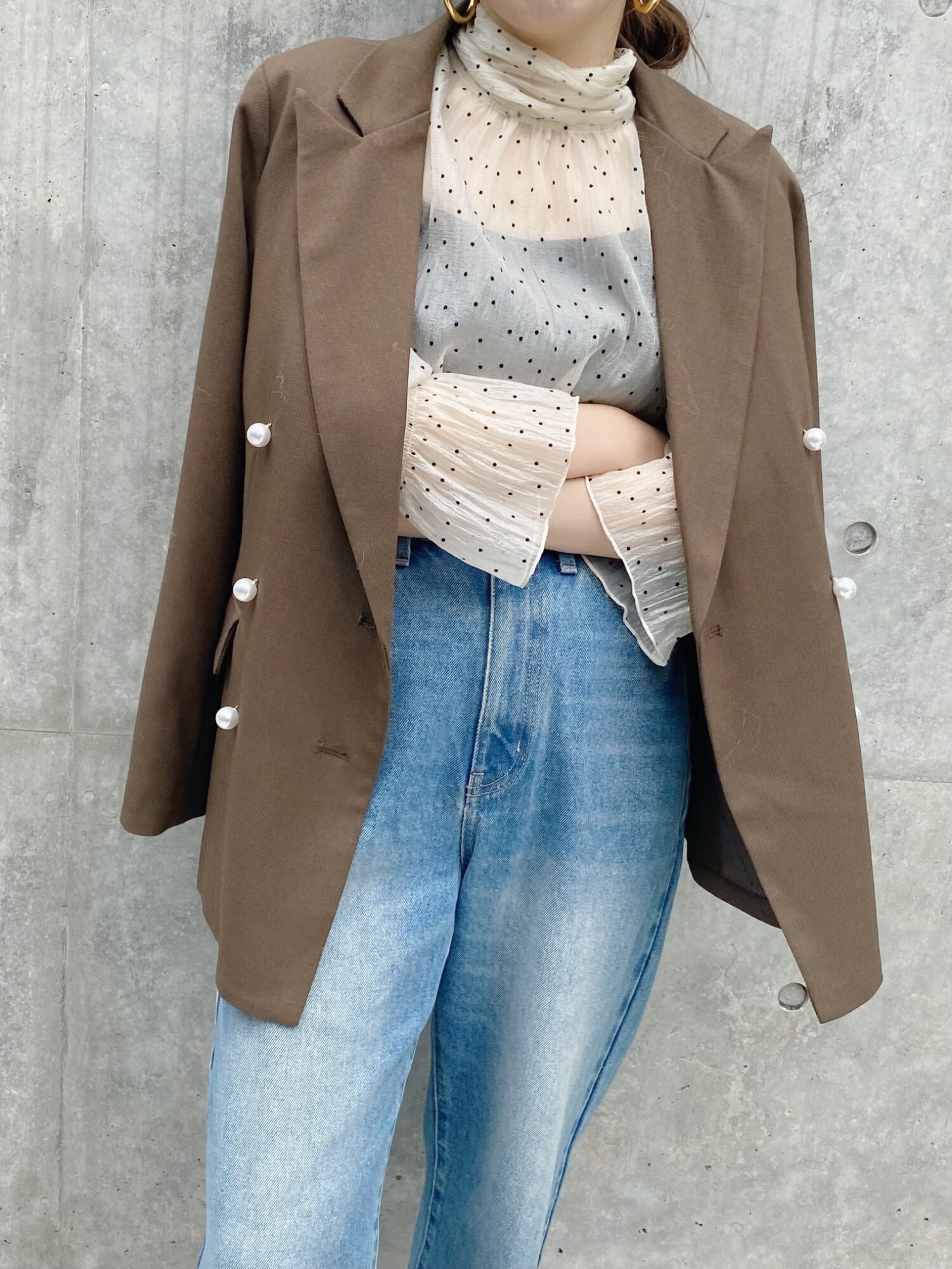 natural couture osonoパール釦テーラードジャケット ナチュラル