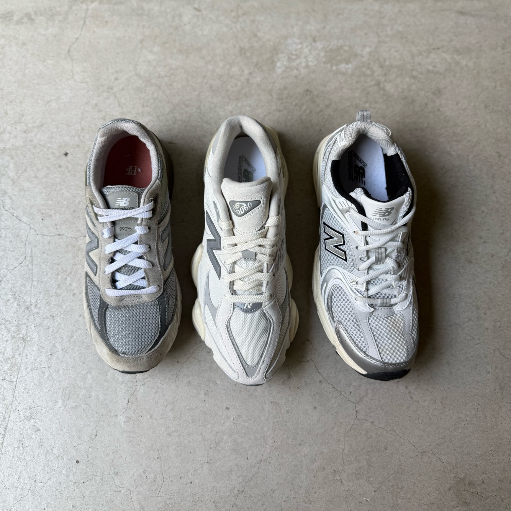 ニューバランス 990v5・9060・MR530を並べた比較写真