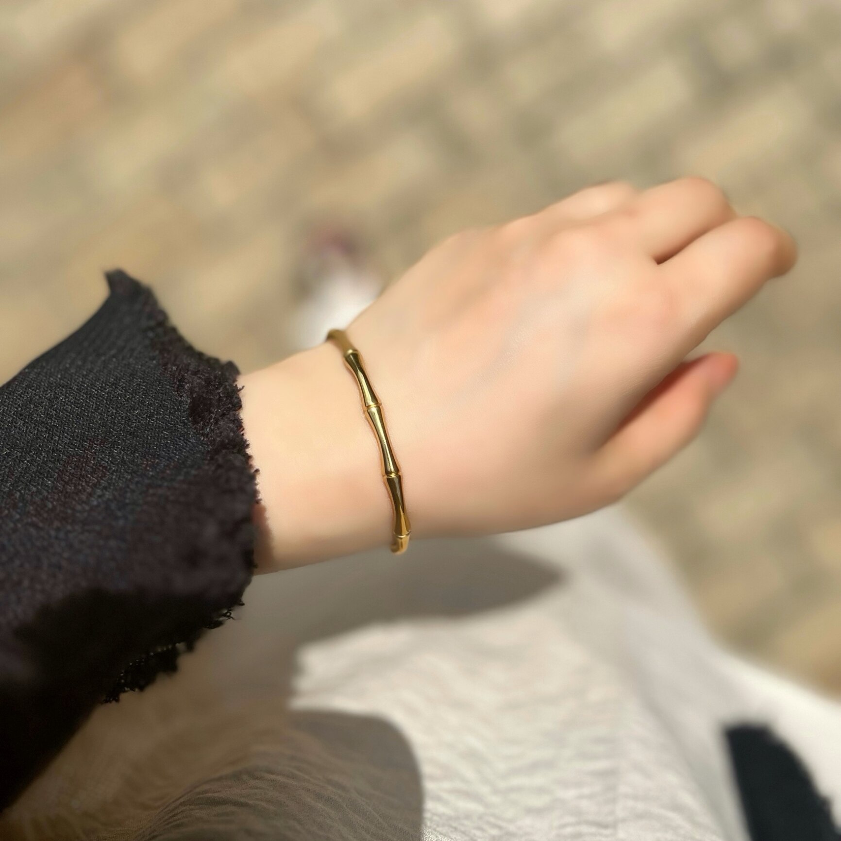 【最大35%OFFクーポン配布中】N012 バングル サージカルステンレス バンブー ゴールド 金属アレルギー対応 おしゃれ シンプル レディース 女性 ギフト プレゼント デイリー ジュエリー 6ex 6yf