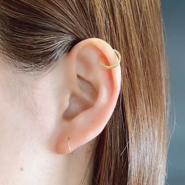 片耳/両耳販売】 K18 K10 ゴールド パイプ フープ ピアス 太さ0.5mm 