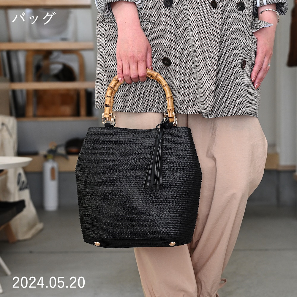 公式 shesay 通勤にも使えるバンブーハンドルバッグ 全2色 バンブー 竹