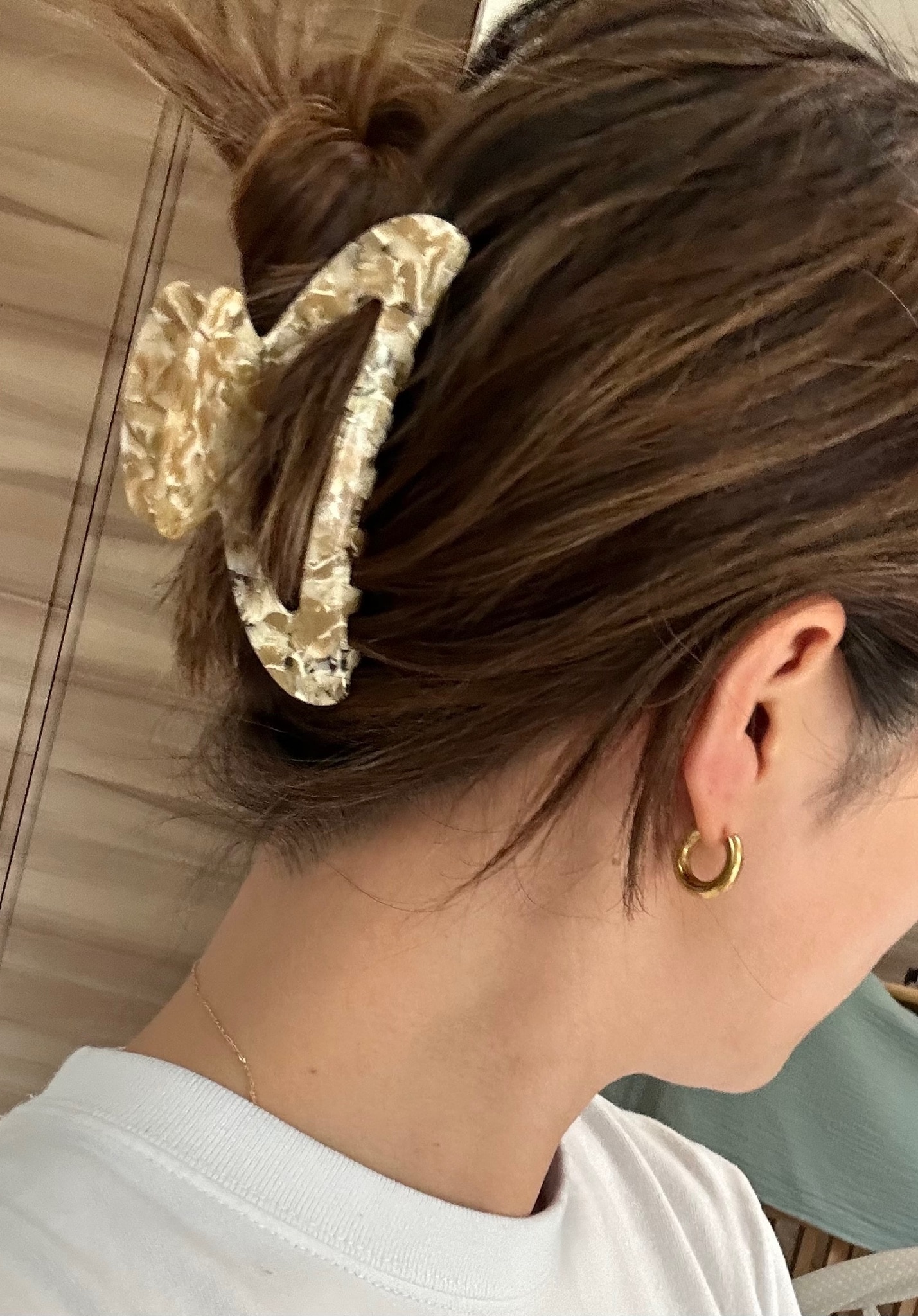 バンスクリップ ヘアアクセサリー 韓国 マーブル柄 アクリル 大きめ