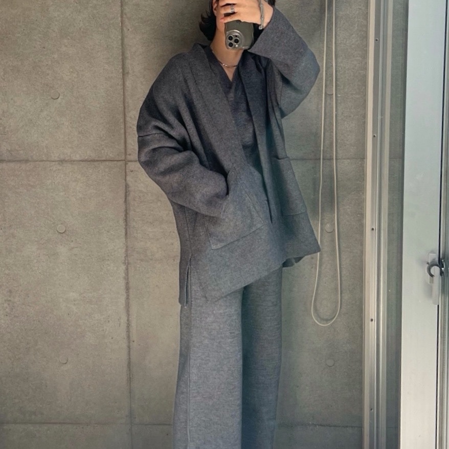 セットアップ カーディガン レディース 秋冬 ニット カットソー ワイドパンツ ロング ニットアップ リブニット リブ ニットアウター アウター 長袖 パンツスーツ ニットウェア パンツセット キレイめ ゆったり 厚手 暖か シンプル 洗える デイリー 通勤 オフィス デート