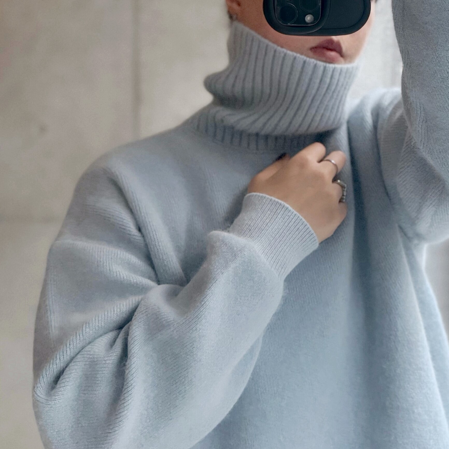 SLOBE IENA 《追加》ウォッシャブルファーリーダブルフェイスタートルニット スローブ イエナ トップス ニット ベージュ ブルー ネイビー【送料無料】