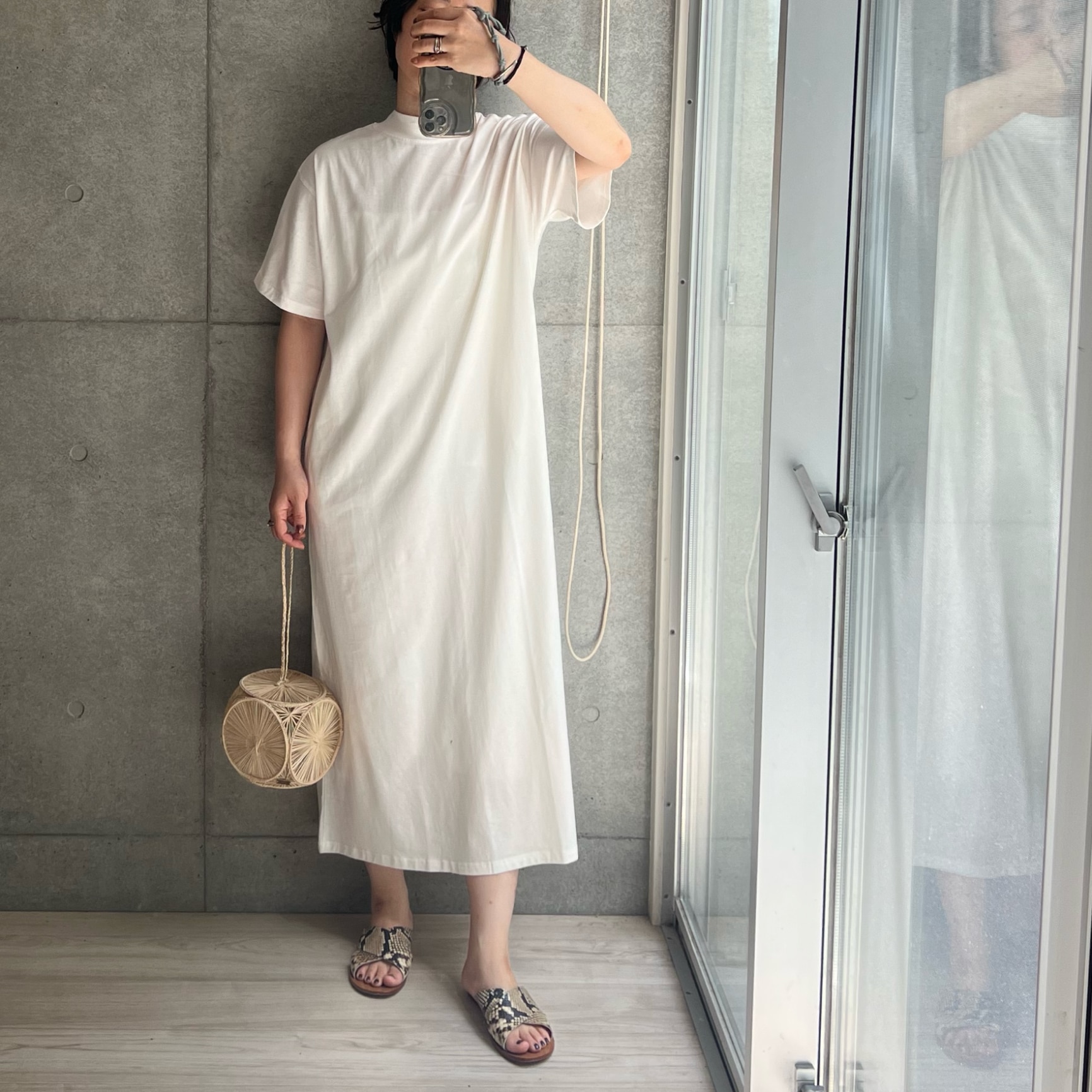 ワンピース 汗染み防止 UVカット 綿100％ / レディース ロングワンピース ロング丈 マキシワンピース マキシ丈 半袖 五分袖 ハイネック モックネック コットン Tシャツ 薄手 涼しい ゆったり 楽ちん 夏 【メール便可22】◆zootie（ズーティー）：汗しみない TEEワンピース