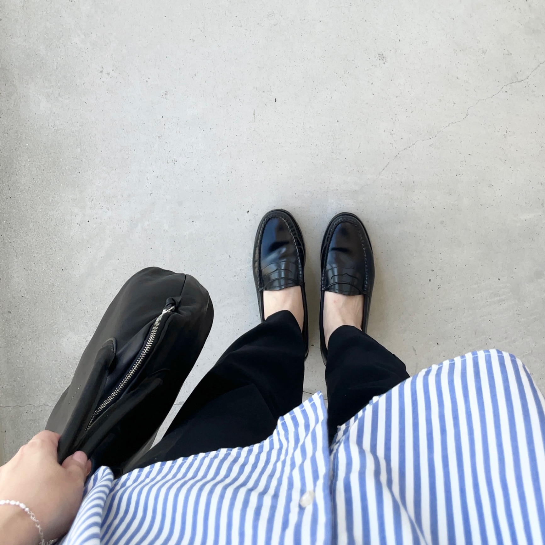 G.H.BASS PENNY WMN BLACK&WHITE レザーソール