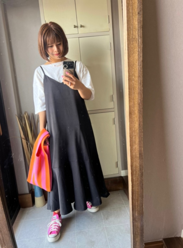 Discoat 新色追加 Web限定 カラーキャミワンピース ディスコート ワンピース ロングワンピース マキシワンピース ブラック ベージュ グリーン ブラウン グレー 送料無料