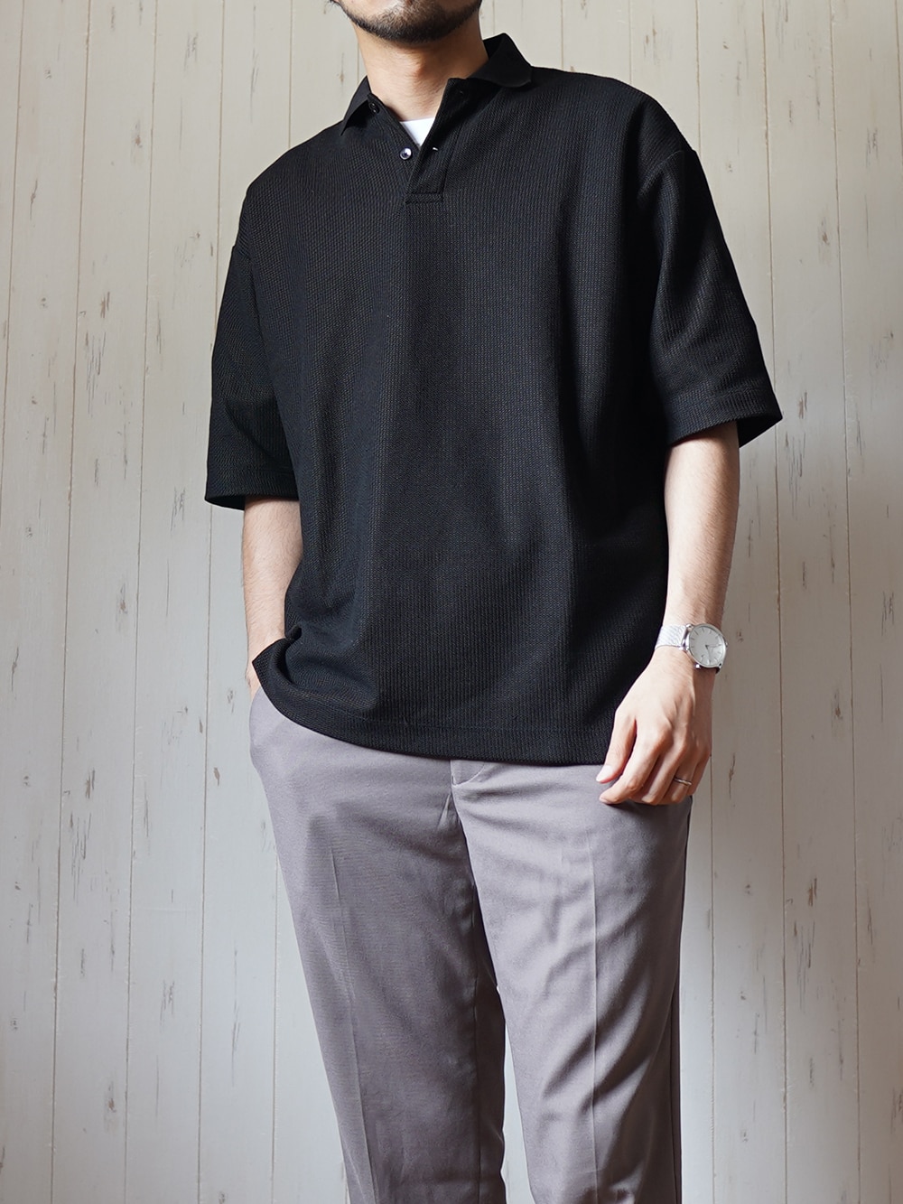 UNITED ARROWS green label relaxing GIZA コットン シルク ハニカム